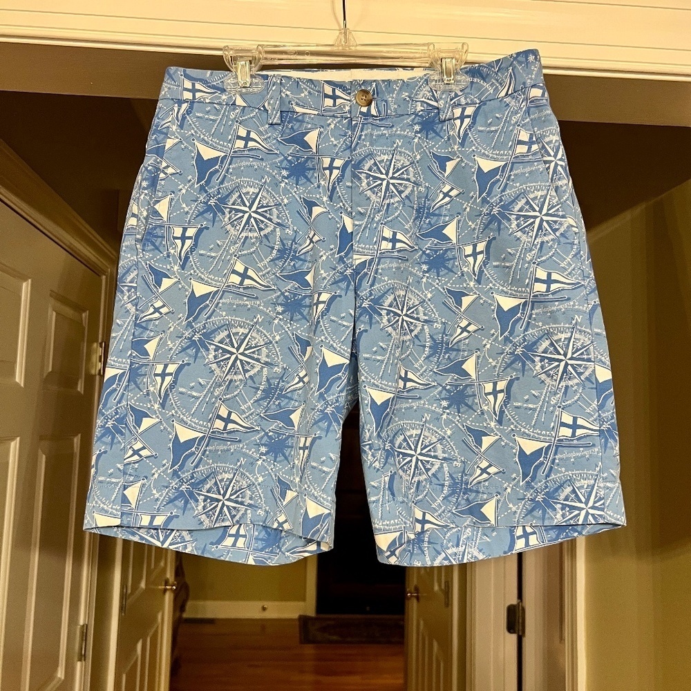 EUC Men's Vineyard Vines 9" Breaker Shorts Ocean Breeze Sailing Print Size 30